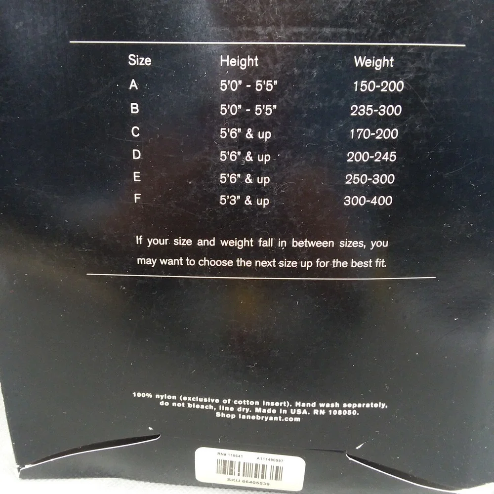 Lane Bryant‎ Daysheer Pantyhose Off Black  Size C USA 100% Nylon NOS